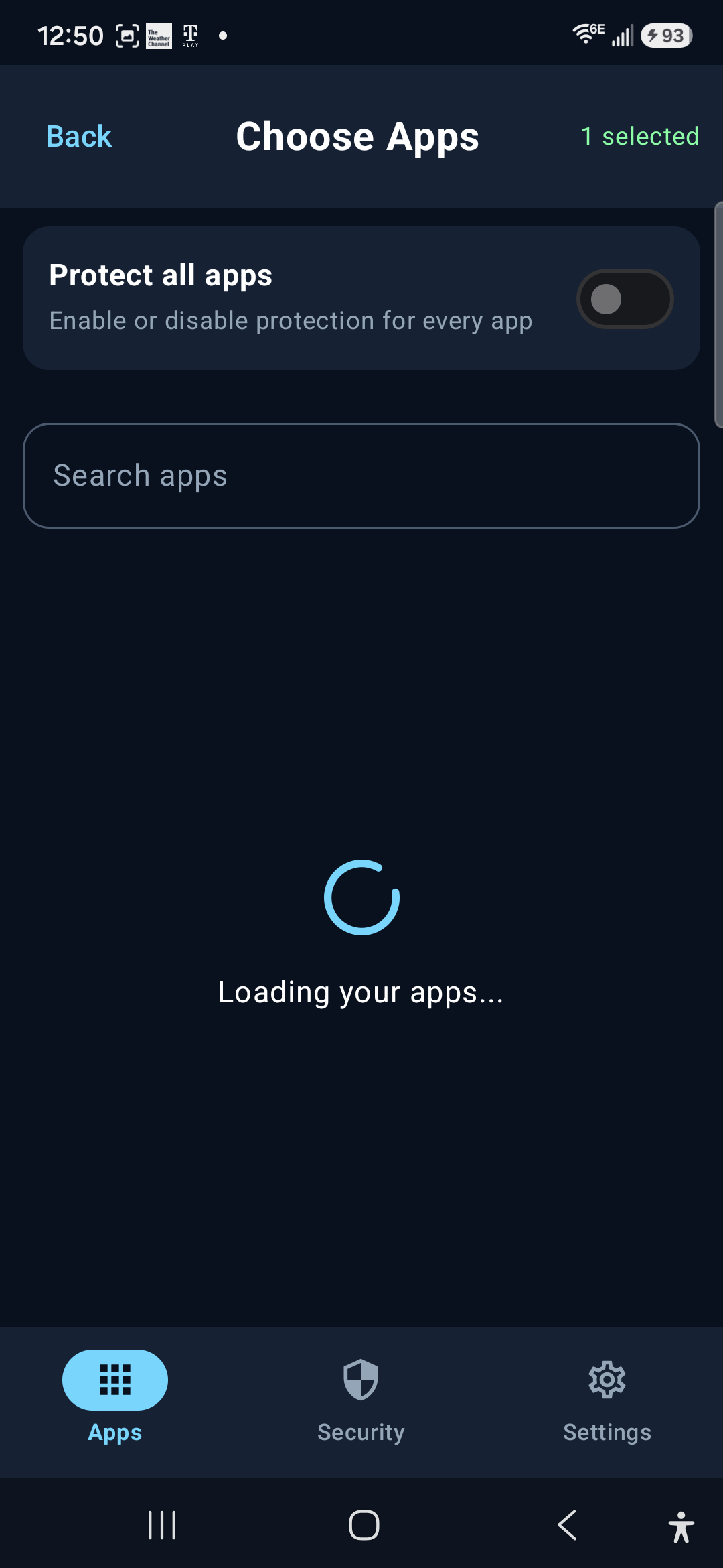 Sordifense app selection screen